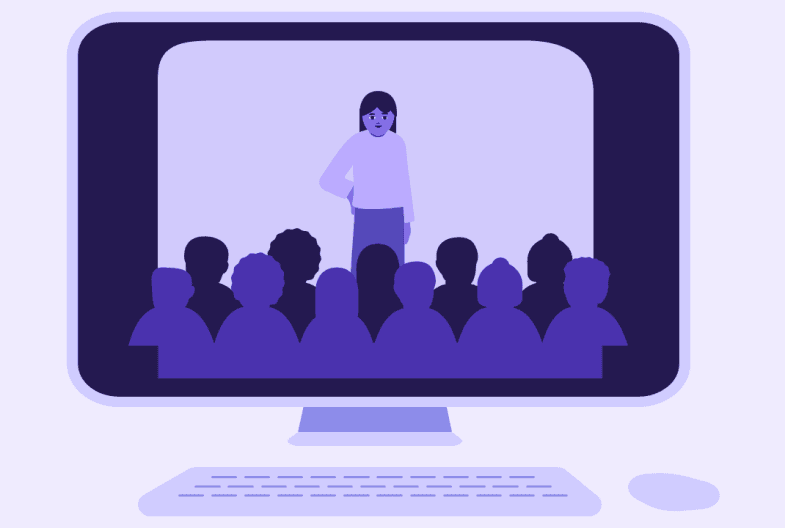 Illustrasjon av undervisningssituasjon på skjerm