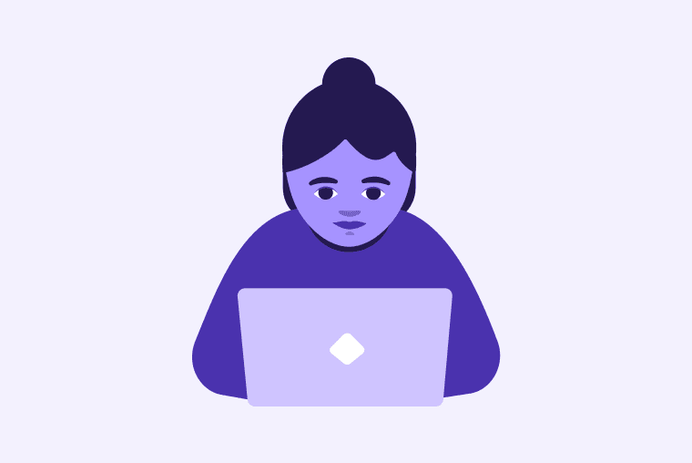 Illustrasjon av en person som sitter foran en bærbar pc