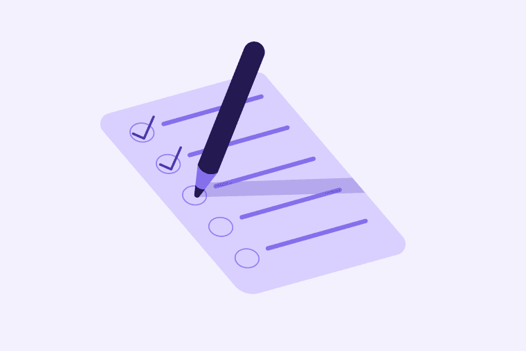 Illustrasjon av en sjekkliste og en blyant